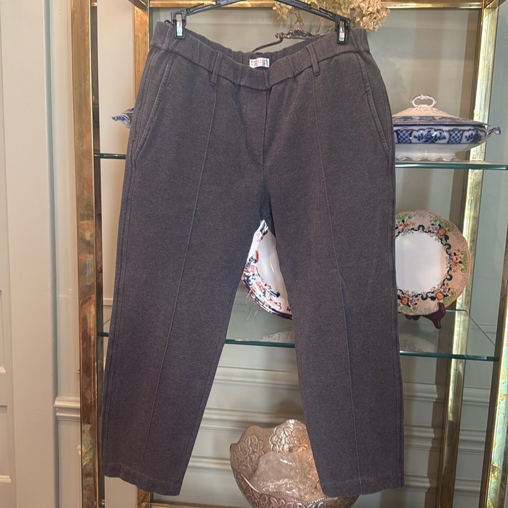 Brunello Cucinelli knit crop pants grey us sz 12